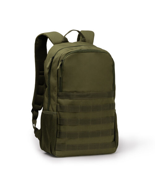 Grøn rygsæk med flere rum og lommer