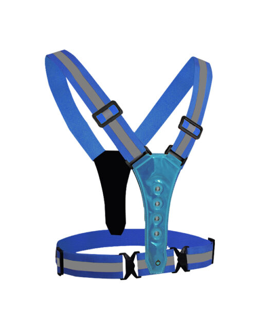 Blå reflekterende løbevest med LED-lys