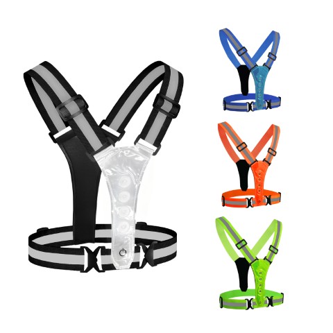 Refleksvest med LED-lys i flere farver