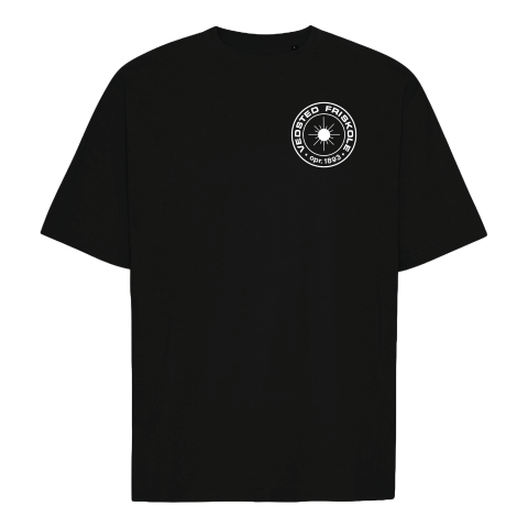 Sort T-shirt med hvidt logo på brystet