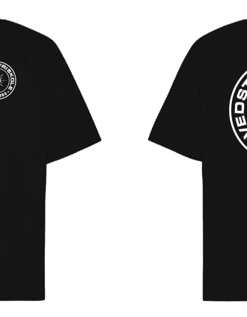 Sort t-shirt med Vedsted Friskole logo
