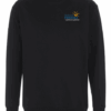 Sort sweatshirt med skolens logo på brystet