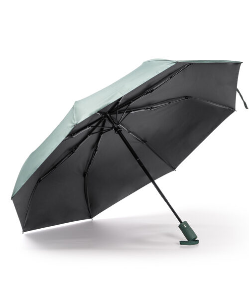 Sammenklappelig sort og grøn paraply