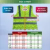Størrelsesguide for neongul sikkerhedsvest