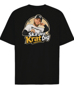 Sort T-shirt med grafisk tryk og tekst