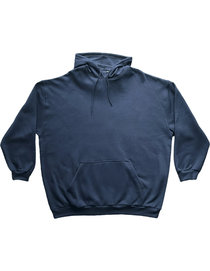 Mørkeblå hoodie med hætte og kængurulomme