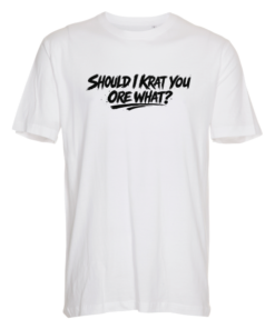 Hvid T-shirt med sort teksttryk