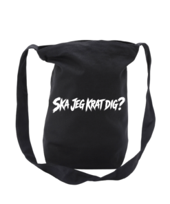 Sort mulepose med teksten "Ska jeg krat dig?