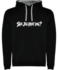Sort hoodie med teksten "Ska jeg krat dig?